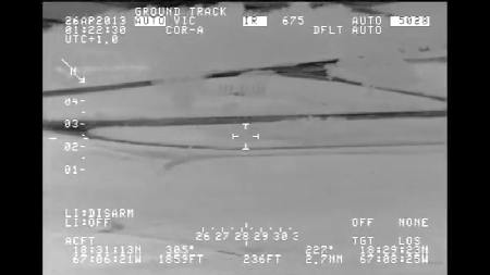 On April 26, 2013, an infrared sensor onboard a U.S. Customs and Border Protection aircraft captured footage of a UAP event over the Rafael Hernandez Airport near Aguadilla, Puerto Rico. The footage appears to depict a UAP moving at high speed, splitting into two objects, and entering and exiting the water before disappearing into the ocean off Puerto Rico's northwestern coast