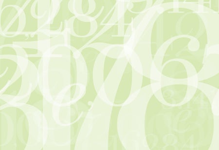 Numbers with a green background.