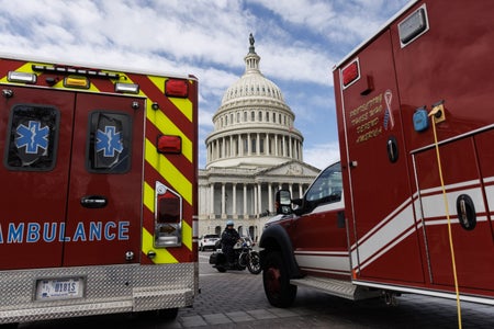Ambulances outside the U.S. Capitol building