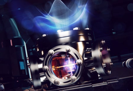 Artist's impression of the trapped ion-quantum computer at the University of Sydney used in this experiment.