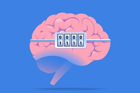 Brain with a code lock, vector illustration