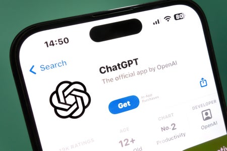 ChatGPT app on a smartphone