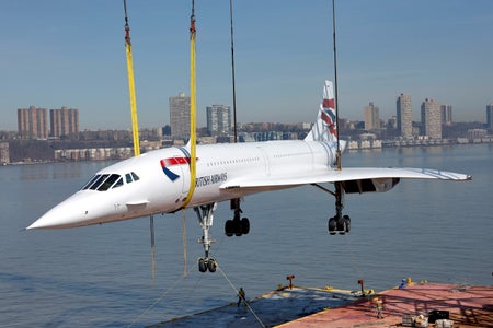 The Concorde, seen above as it is returned to the Intrepid Museum last year, was last in commercial operation in 2003. Lawmakers want to help bring back supersonic flights by legalizing it in U.S. airspace, as United Airlines and others invest in the planemaking startup Boom Supersonic.
