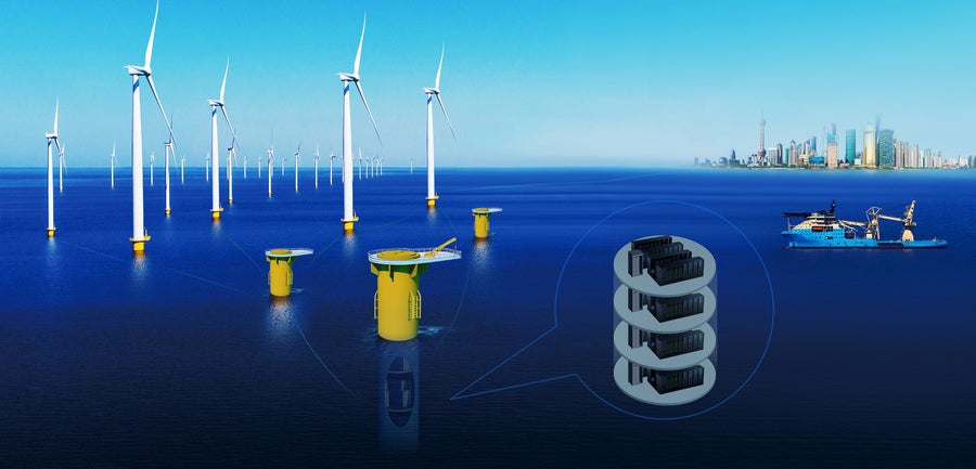 Graphic showing underwater data centers