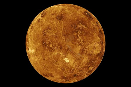 The northern hemisphere of Venus is displayed in this global view of the planet created with data from NASA's Magellan spacecraft. Mosaics from the Magellan radar were mapped onto a computer-simulated globe to create this image.