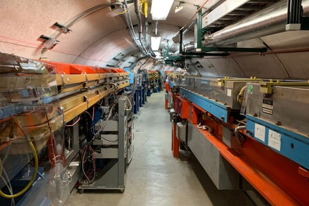 Inside the Cornell Electron Storage Ring (CESR) Tunnel in Spring 2023