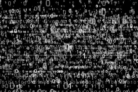 Digital background. Ones and zeros 3d motive. Dynamic digits in perspective view.