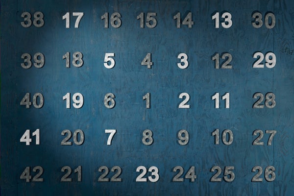 White and gray numbers shown on a dark blue background.