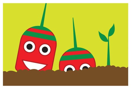 Illustration of two robots, sinking into the earth