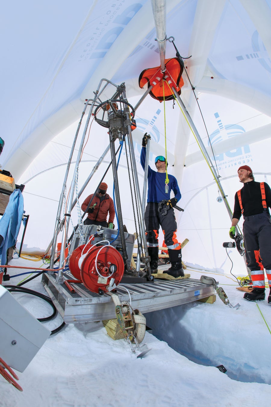 Image of drillers in tent
