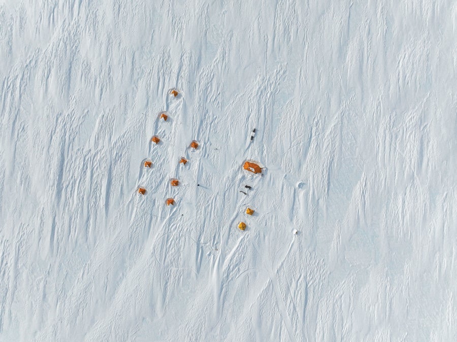 Arial photo of tent village