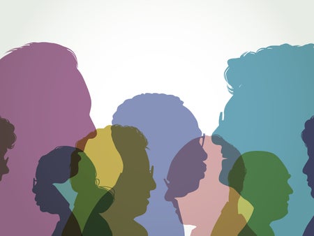 Overlapping silhouettes of elderly or old age people.