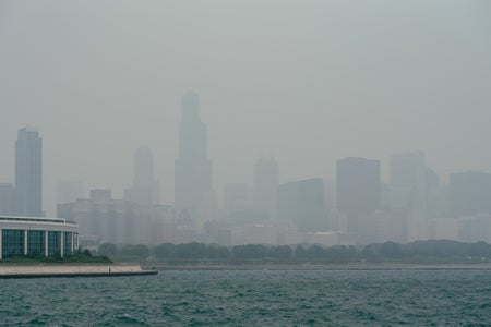 Skyline obscurred by wildfire smoke