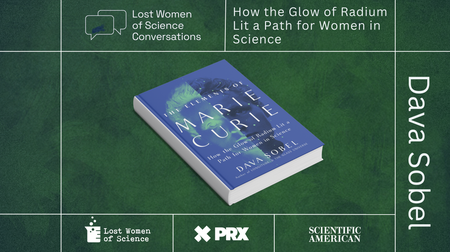 An illustration of a book with the words "Marie Curie" on it